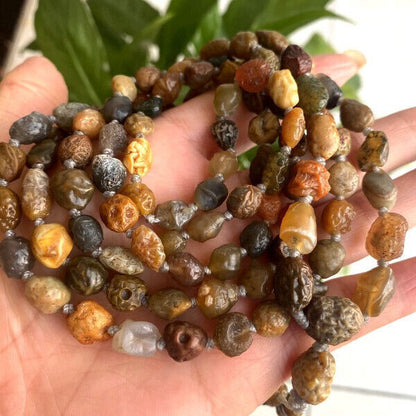 Natural Gobi Multi-Color Alashan Agate/stone Pendant Necklace 108 Prayer Beads