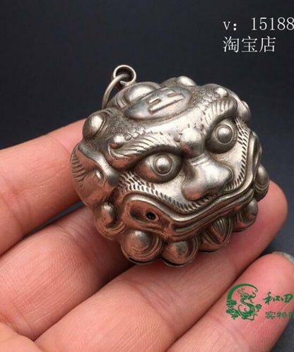 Antique Retro Tiger Head Bell Pure Copper Pendant Hand-Made Craft Collection