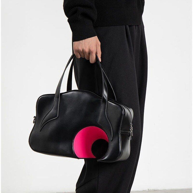 Geometric Shoulder Bag Fashion Messenger Bag Synthetic Leather Tote Purse Square