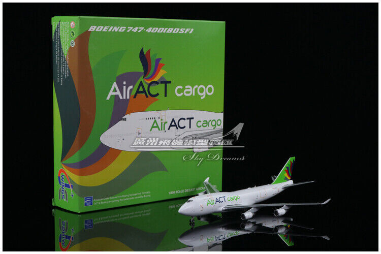 1:400 JC Wings Air ACT Cargo BOEING 747-400 Airplane Diecast Aircraft Model