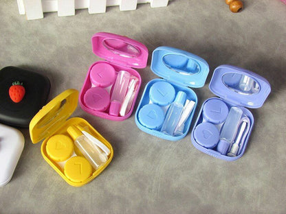 Contact Lens Case Box Mirror Women Mini Square Lovely Eyes Container Bag Travel