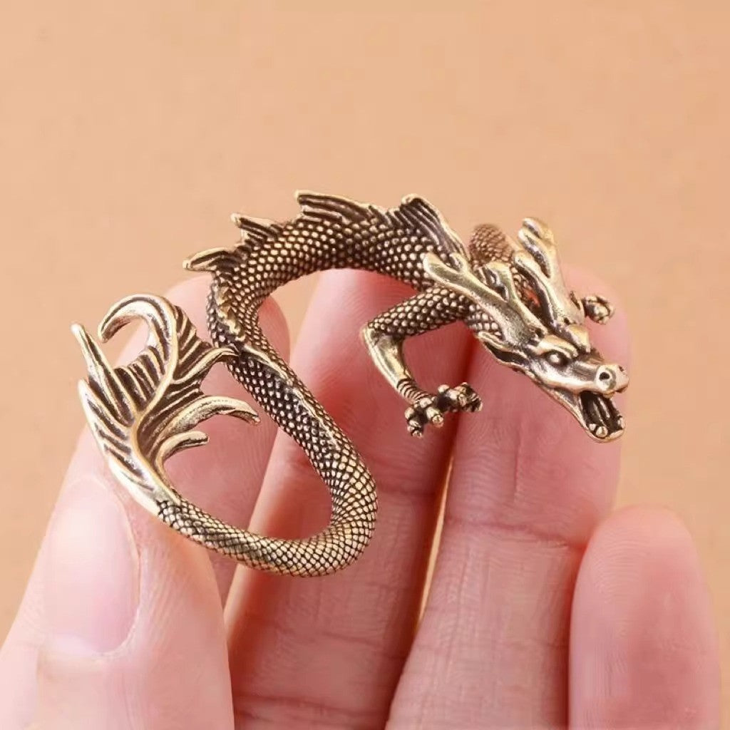 1pc Retro Brass Dragon Sculpture Ornament Tea Table Tea Pets Copper Figurine