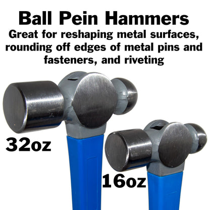 5 Piece Hammer Set - Includes Rubber Mallet, Sledge, Cross Pein, and Ball Pein