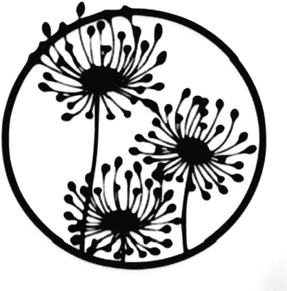 Flower Metal Wall Art, Metal Wall Sculpture, Round Flower Silhouette Wall Decor