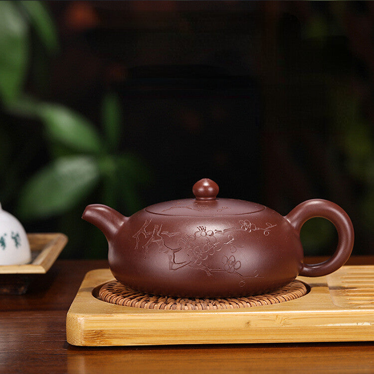 China Yixing Zisha Pottery Purple Zhu Clay Handmade 150cc Plum Blossom Teapot