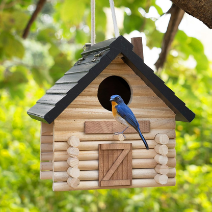 Wooden Outside Hummingbird House Bird Nesting Box Home Decor for Garden Light