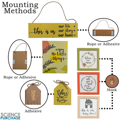 6 Piece "Enjoy the Little Things" Themed Wooden Wall Decoration Set - Include...