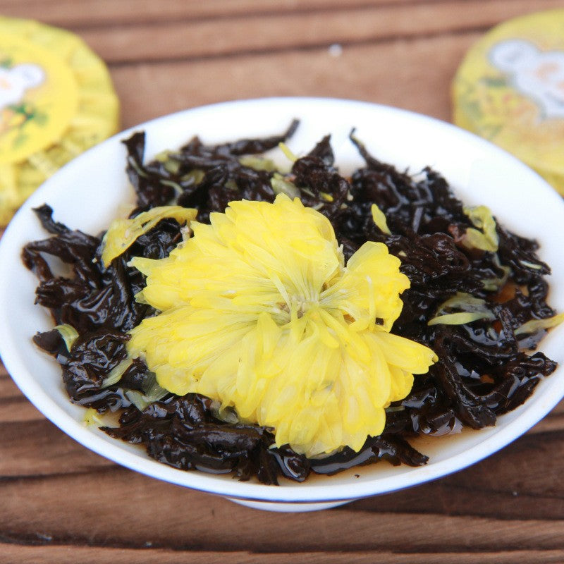500g Imperial Chrysanthemum Pu'er Tea Cake Xiaotuo Tea Yunnan Ripe Tea Bulk Tea