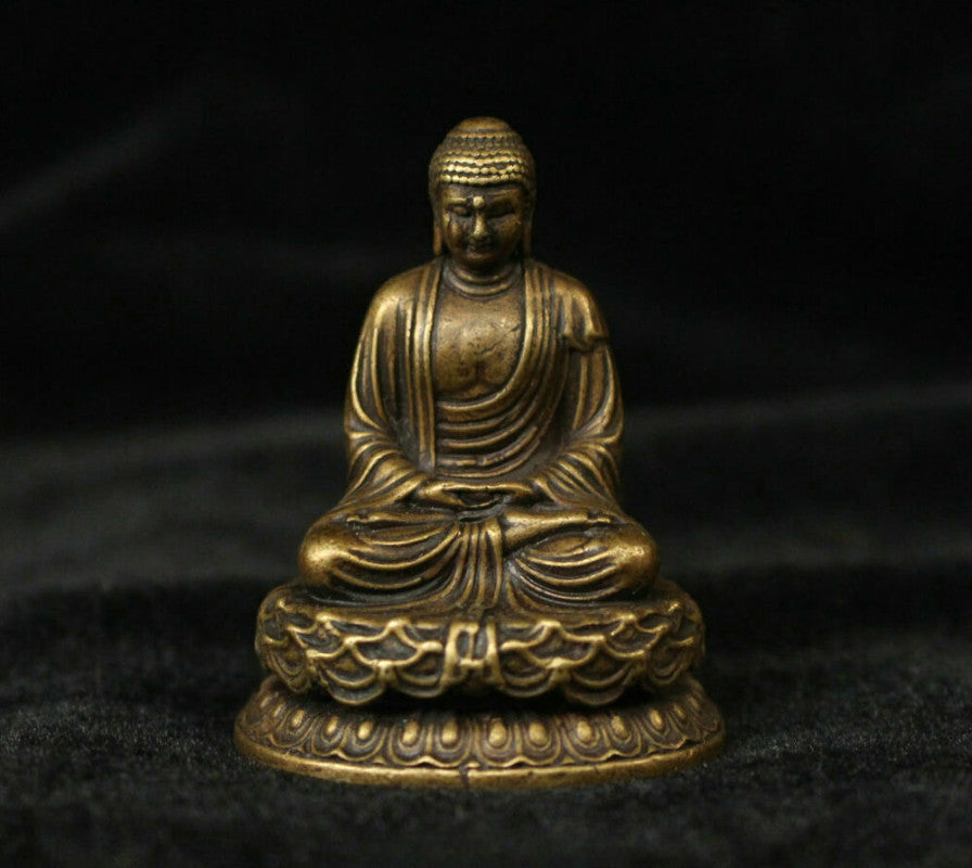 China Buddhism Brass Copper Seat Shakyamuni Amitabha Buddha Statue Sculpture