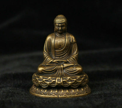 China Buddhism Brass Copper Seat Shakyamuni Amitabha Buddha Statue Sculpture