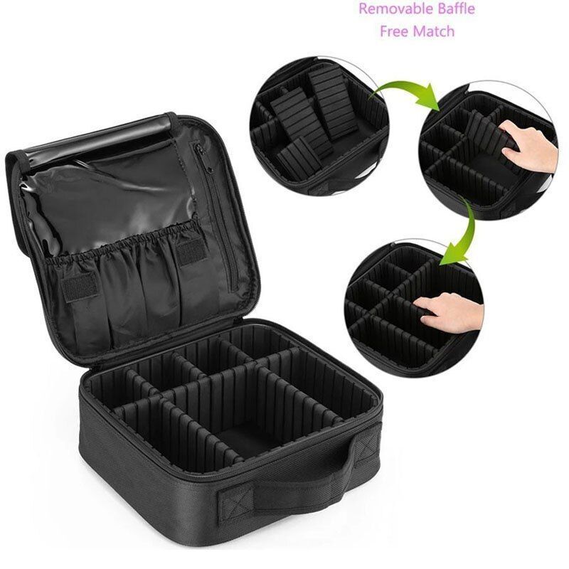 Makeup Case Traveling Cosmetic Bag Make Up Storage Box Nail Tool Suitcases Solid
