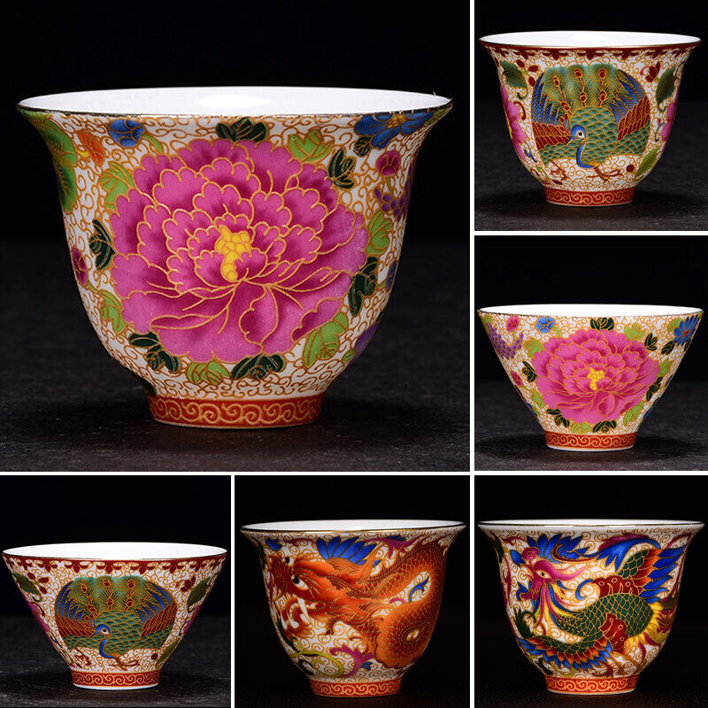 Chinese Enamel Painted Ceramic Teaset Vintage Teacup Eco-friendly Wine Mug Gift