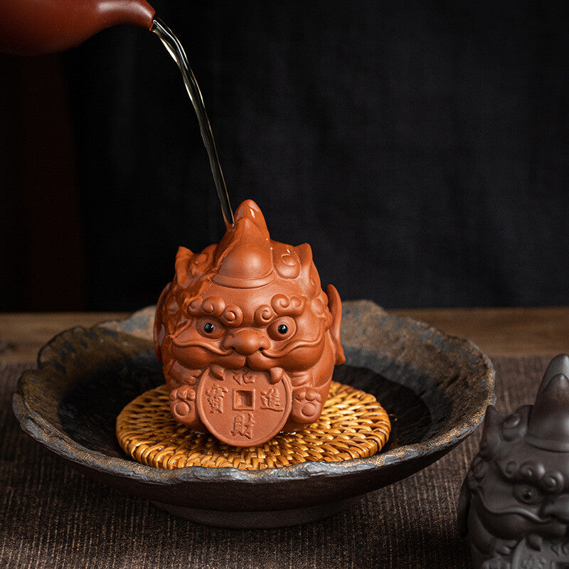 Wealth Bring Zisha Purple Clay Tea Pet Mascot Handmade Craft Chinese Tea Play