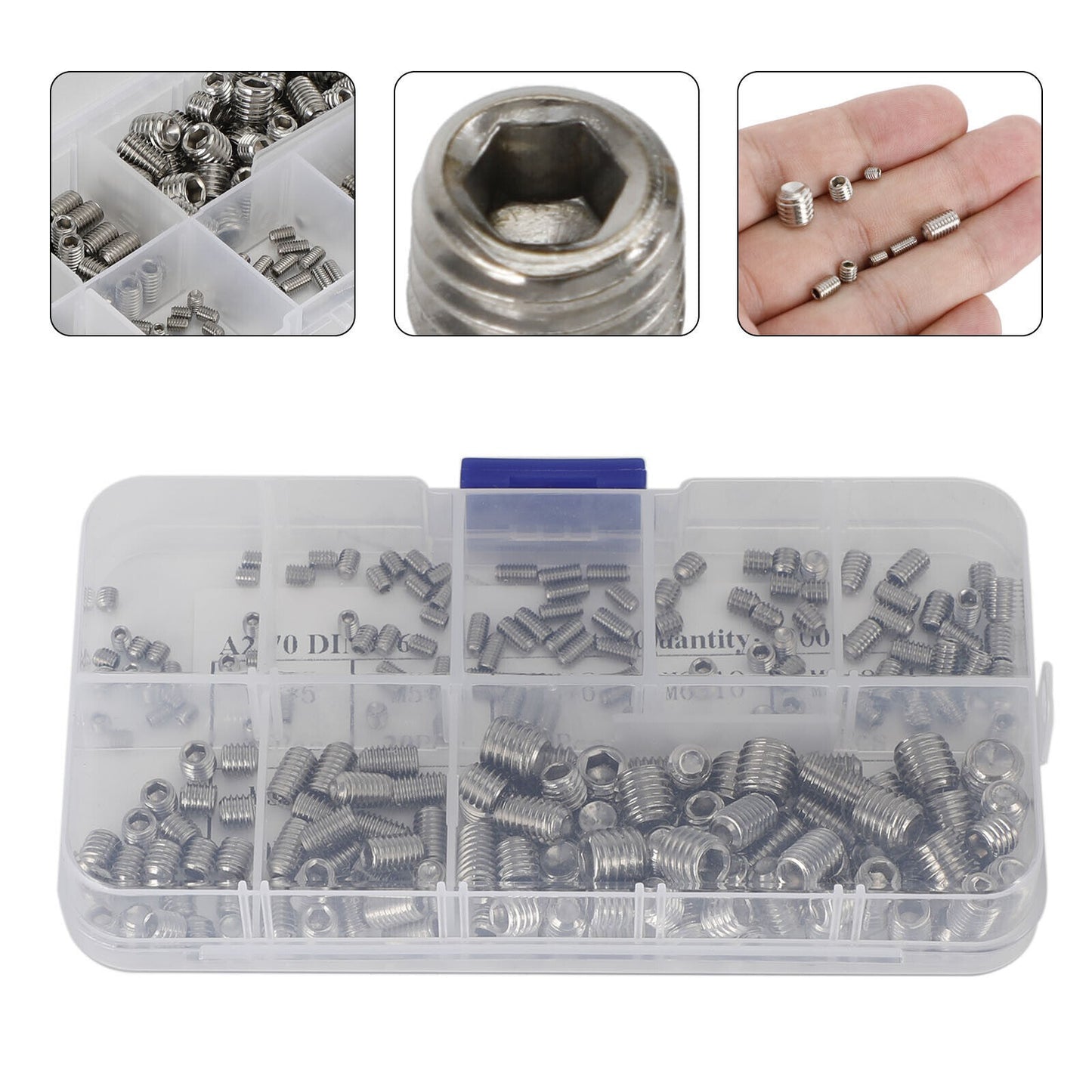 Stainless Steel M3-M8 Allen Head Socket Hex Set Grub Screws 200pcs/Box