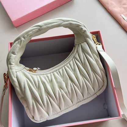 Genuine Leather Light Crescent Underarm Versatile Half Moon Shoulder Handbag 1PC