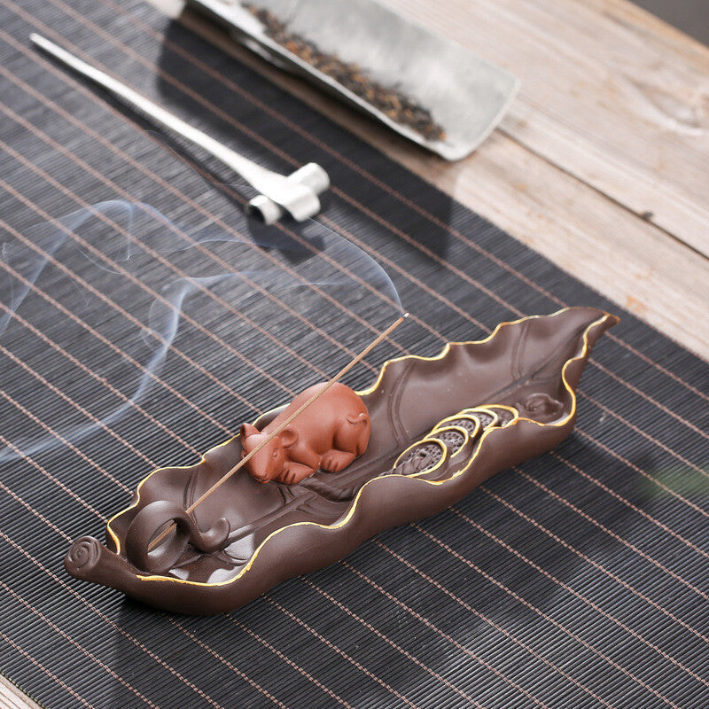 Ceramic Incense Stick Holder Zen Censer Home Aromatherapy Burner Tea Decor