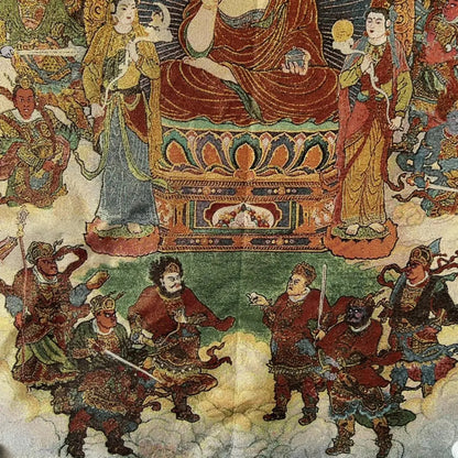 35"Tibetan Buddhism Embroidery Shakyamuni Buddha Buddhist Niche Thangka
