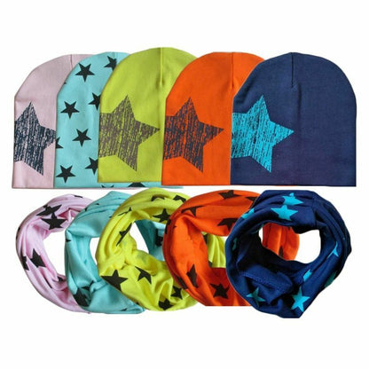 Baby Hats Winter Spring Scarf Sets Cotton Boy Girl Caps Kids Bonnet Beanie Cap