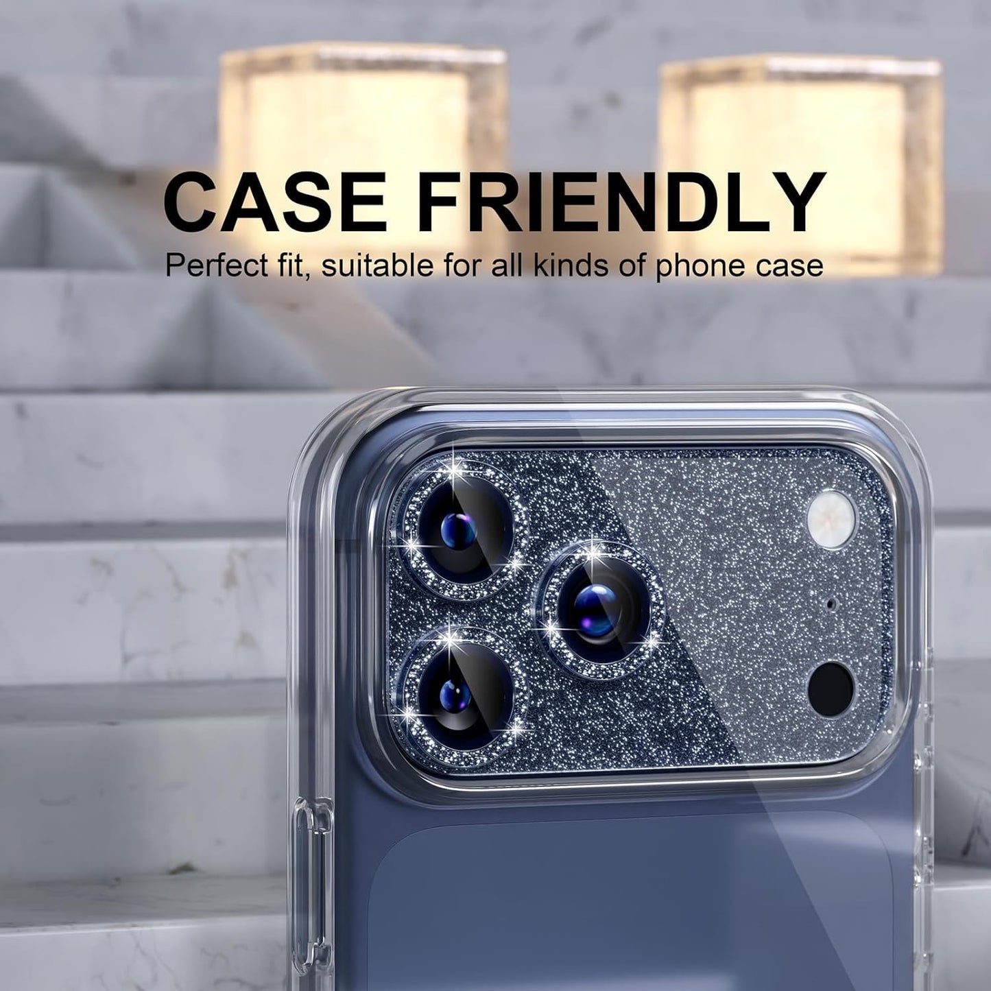 Compatible for Iphone 17 Pro Max Camera Lens Protector, Bling Camera Cover with
