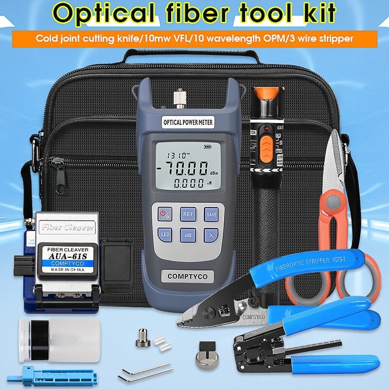 Fiber Fibra Optica Power Meter 10mW Visual Fault Locator AUA-61S FTTH Tool Kit