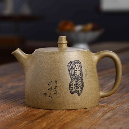 430ml Marked Tea Pot Real Yixing Zisha Qing Duan Clay Master Pot 9 Infuser Holes