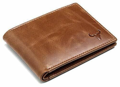 New RFID Protected Brown Leather Bi fold Wallet for Men