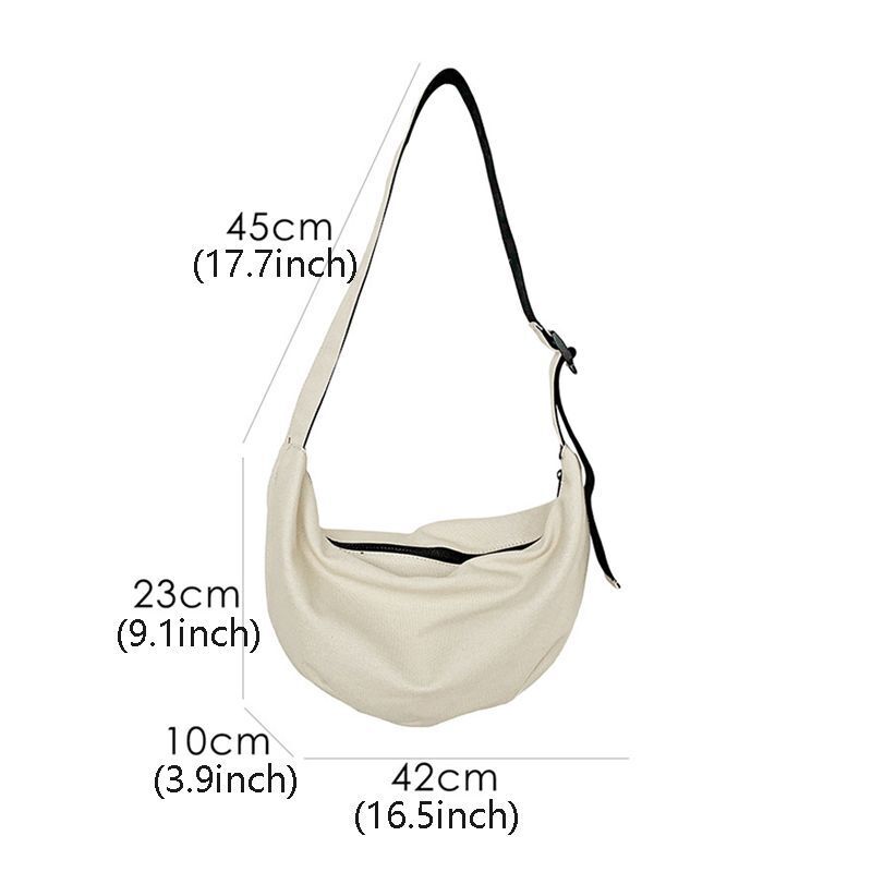 Canvas Crossbody Bags Dumpling Shape Shoulder Bag Large Tote Messenger Big Purse