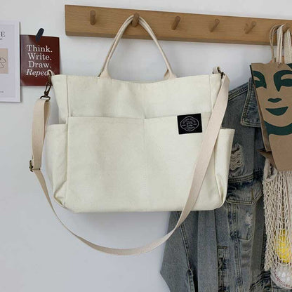 Women's Bags Cotton Canvas Shoulder Bag Crossbody Handbag Zipper Tote Pocket