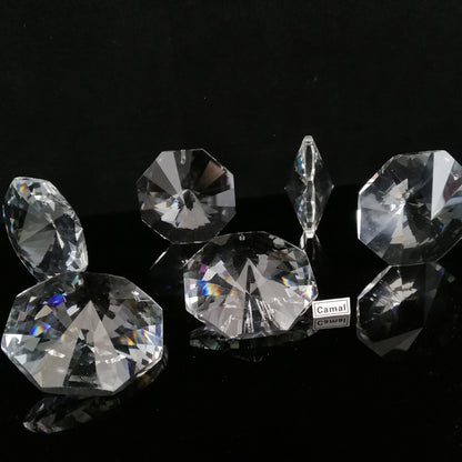 5Pcs 50mm Hanging Pendant Octagon Bead Crystal Chandelier Glass Suncatcher Prism