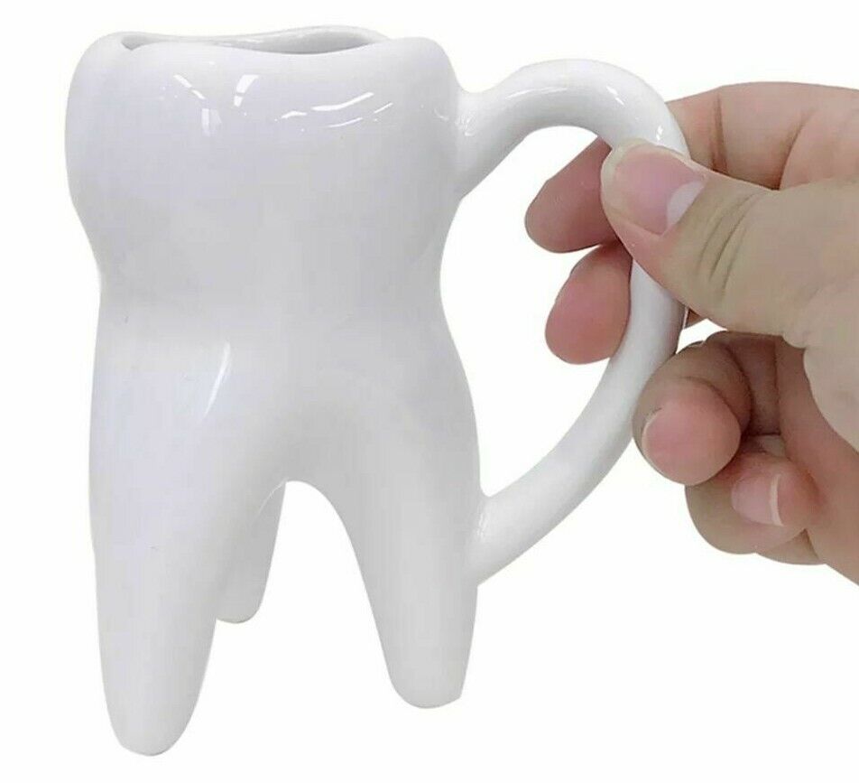 Coffee Mug Creative Travel Dental Tooth Shaped Ceramic Water Cups Gift 12.5x14cm