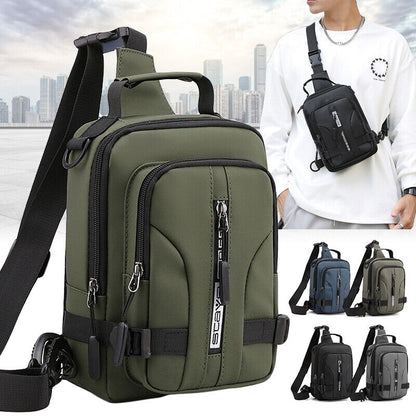 Men's Small Sling Chest Bag Backpack Anti-theft Crossbody Shoulder Bag wUSB Port