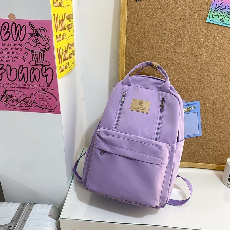 Double Zipper Backpack Buckle Travel Bag Laptop Backpack Student Schoolbag Nylon