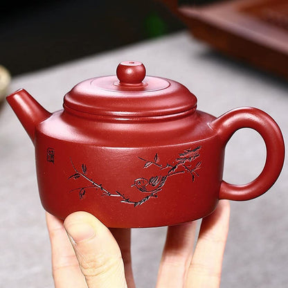 170ml Purple Clay Birds Pattern Teapot Dahongpao Kettle Kung Fu Tea Set