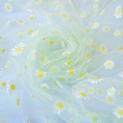 Floral Daisy Gauze Mesh Fabric Transparent Chiffon DIY Sweet Dress Blouse Bags