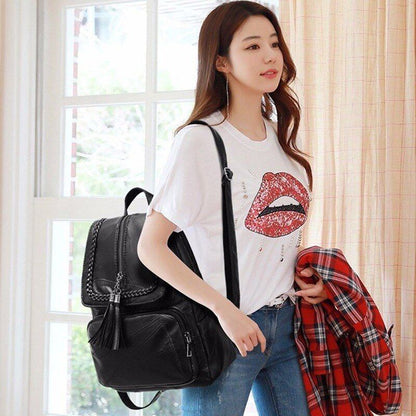 Backpack School Bag Black Waterproof Traveling Shoulder Bag 25*34*13/28*12*31 CM