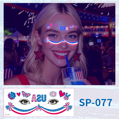 USA Party Neon Dance Glow Fluorescent Face Stickers Tattoo Stickers160*65mm