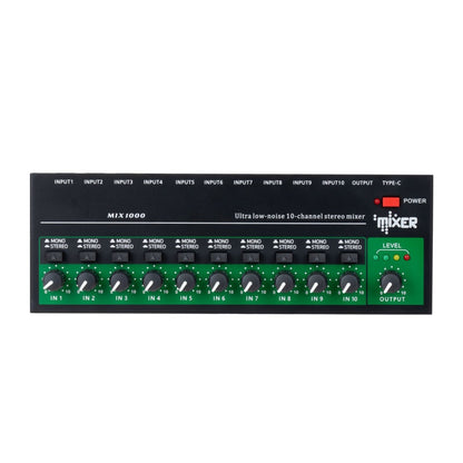 1 PC 10 Channel Stereo Mono Audio Mixer 6.35mm Input Output TRS/TS Jacks