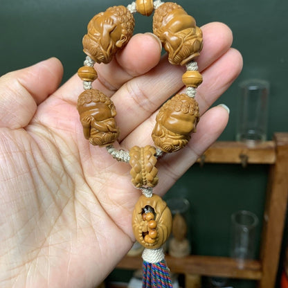 Olive Nut Hand Carved Four No Buddha Hand Twist Beads Retro Wenwan Decor