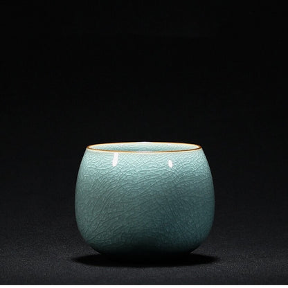 One Cup Porcelain Crackle Glaze Tea Cup Chinese Kungfu Cup Celadon Ceramic Cups