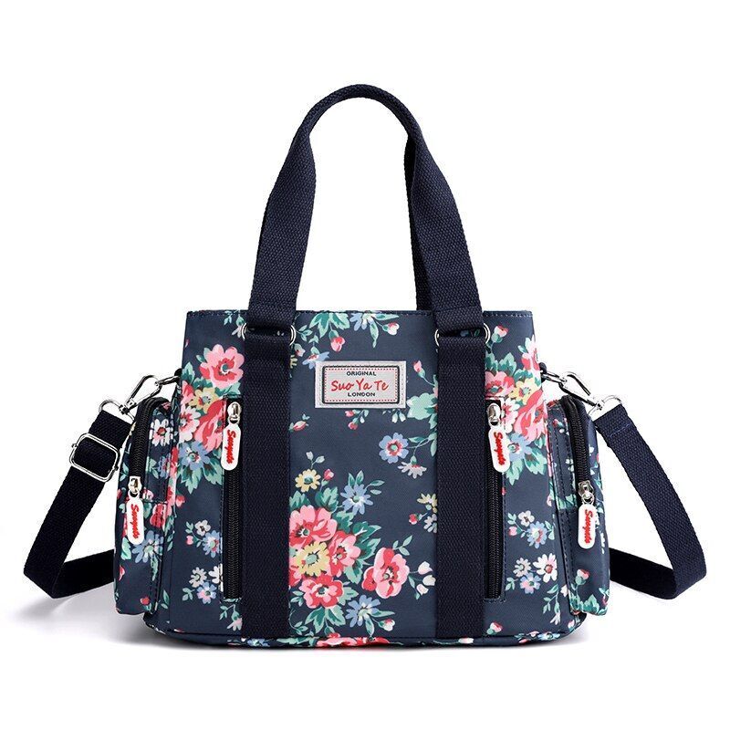 Nylon Flower Pattern Crossbody Bag Shoulder Purse Large Handbag Tote 25*11*20 CM