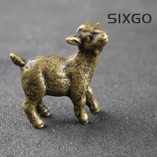 Copper Lamb Statue Decoration Solid Brass Sheep Ornament Vintage Tea Pet