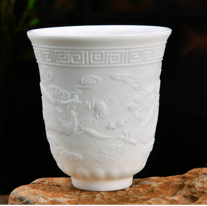 Chinese White Porcelain Cup Goat Fat Jade Personal Cup Tea Set Ceramic Host Cup