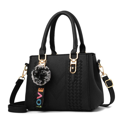 Cute Fur Ball Elegant Embroidery Women Crossbody Bag Luxury Ladies Messenger Bag