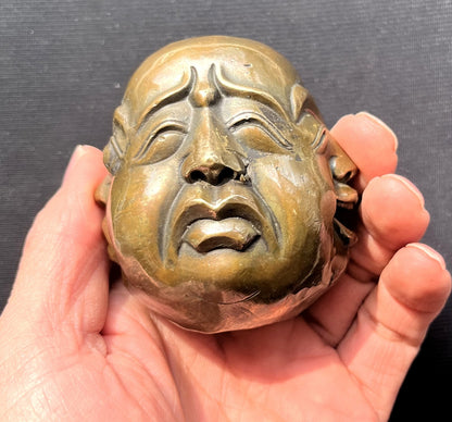 Solid Brass 4 Faced Buddha Statue Pleasure Anger Sorrow Joy Zen Decor