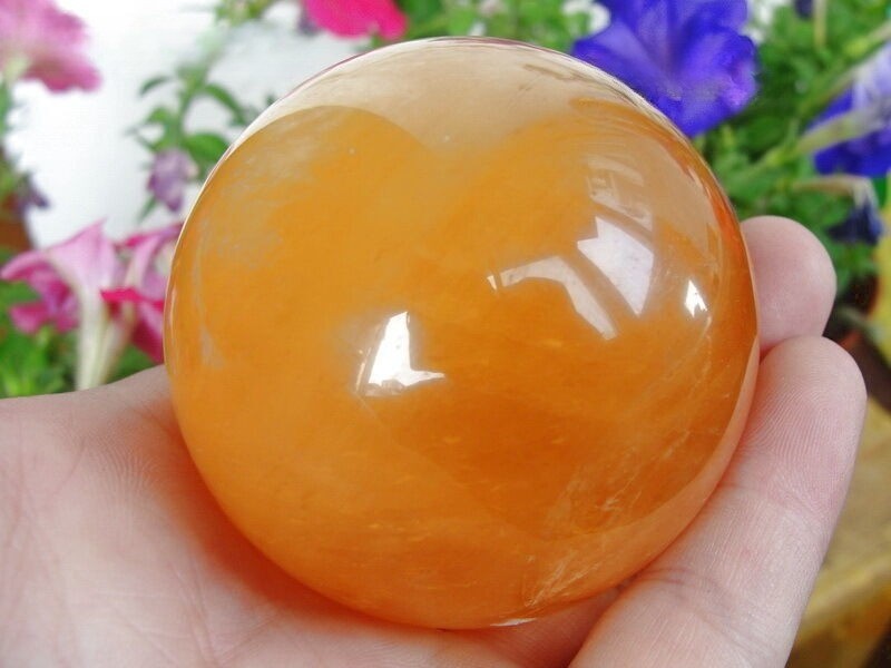 50-55MM+SAND New Natural Citrine Calcite Quartz Crystal Sphere Healing Gemston