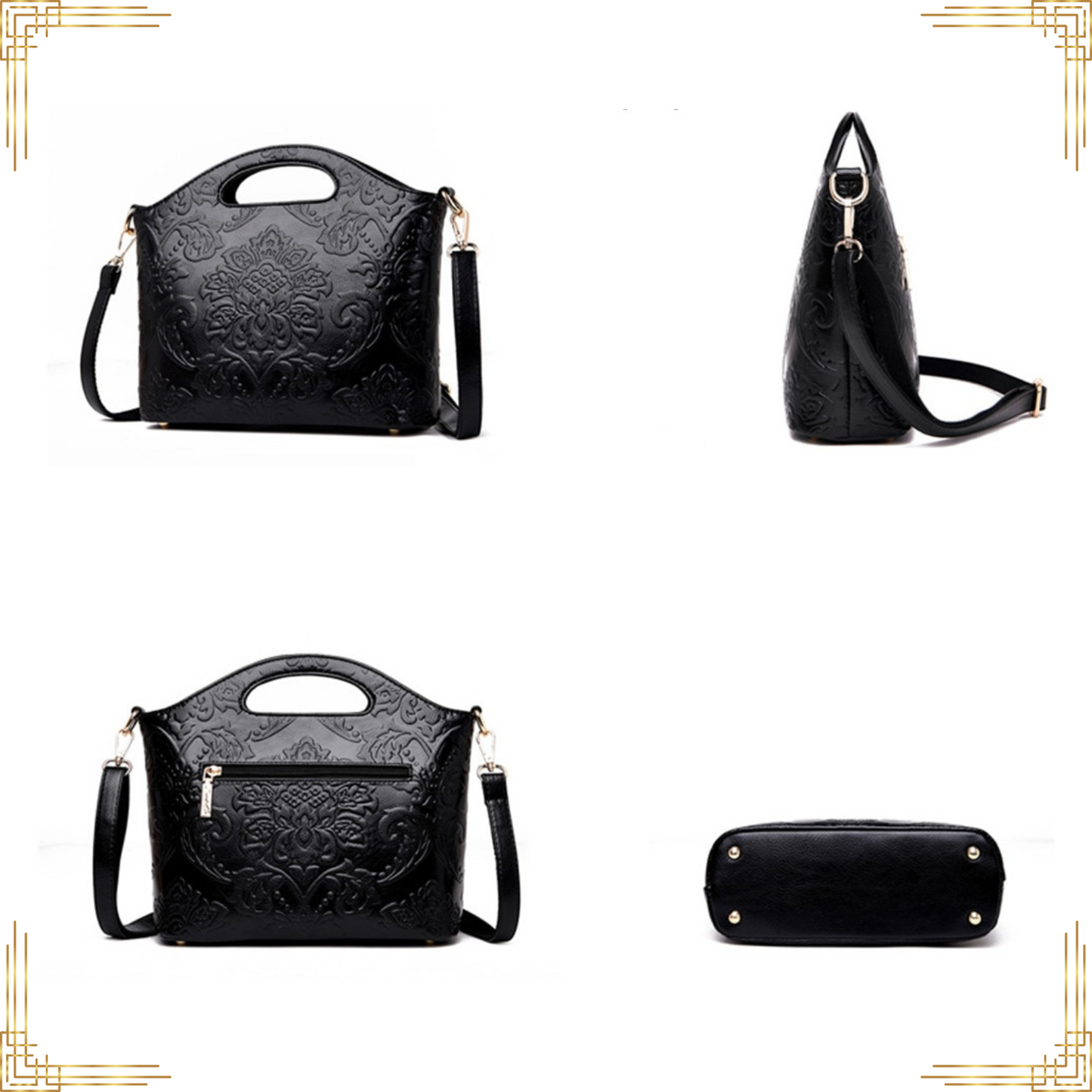 Women GENUINE LEATHER Floral Handbag Crossbody Shoulder Bag Stylish Luxury Tote