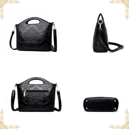 Women GENUINE LEATHER Floral Handbag Crossbody Shoulder Bag Stylish Luxury Tote