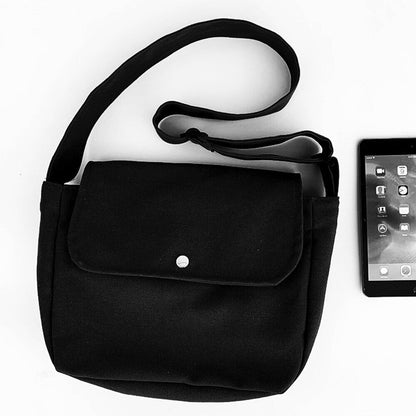 Canvas Handbag Messenger Bag Large Capacity Solid Color Shoulder Bag Simple