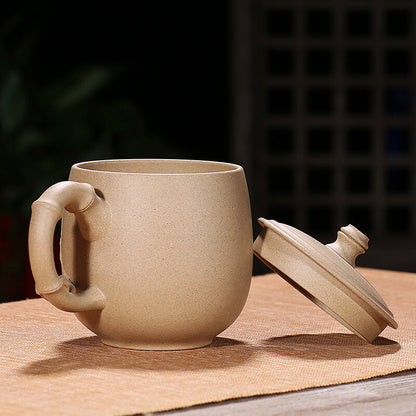 Authentic Yixing Zisha Sesame Duan Clay Teacup Infuser Cup Lid Saucer Office Mug