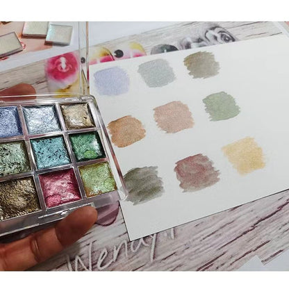 Nail Art Tool 9 Color Paint Solid Watercolor Handmade Acuarelas Palette Painting